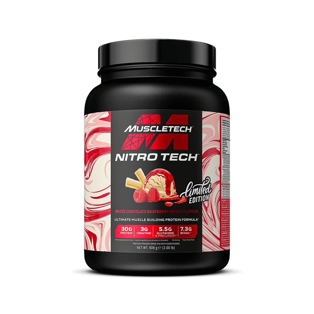 Nitro Tech Whey Protein - White Chocolate Raspberry Ripple Flavour Flavour - 2 lbs.